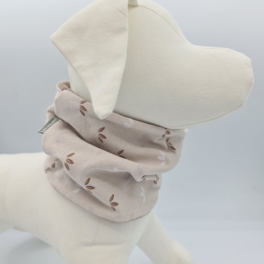 Loop für Hunde / Hundeschal beige braun mit zarten Blättern